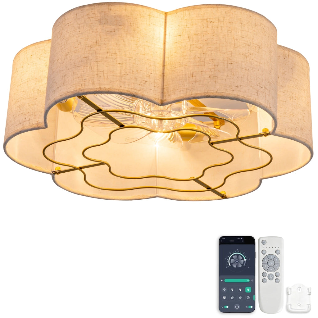 Ventilatore da soffitto con illuminazione controllo tramite app Bluetooth e telecomando in tessuto e plastica rame