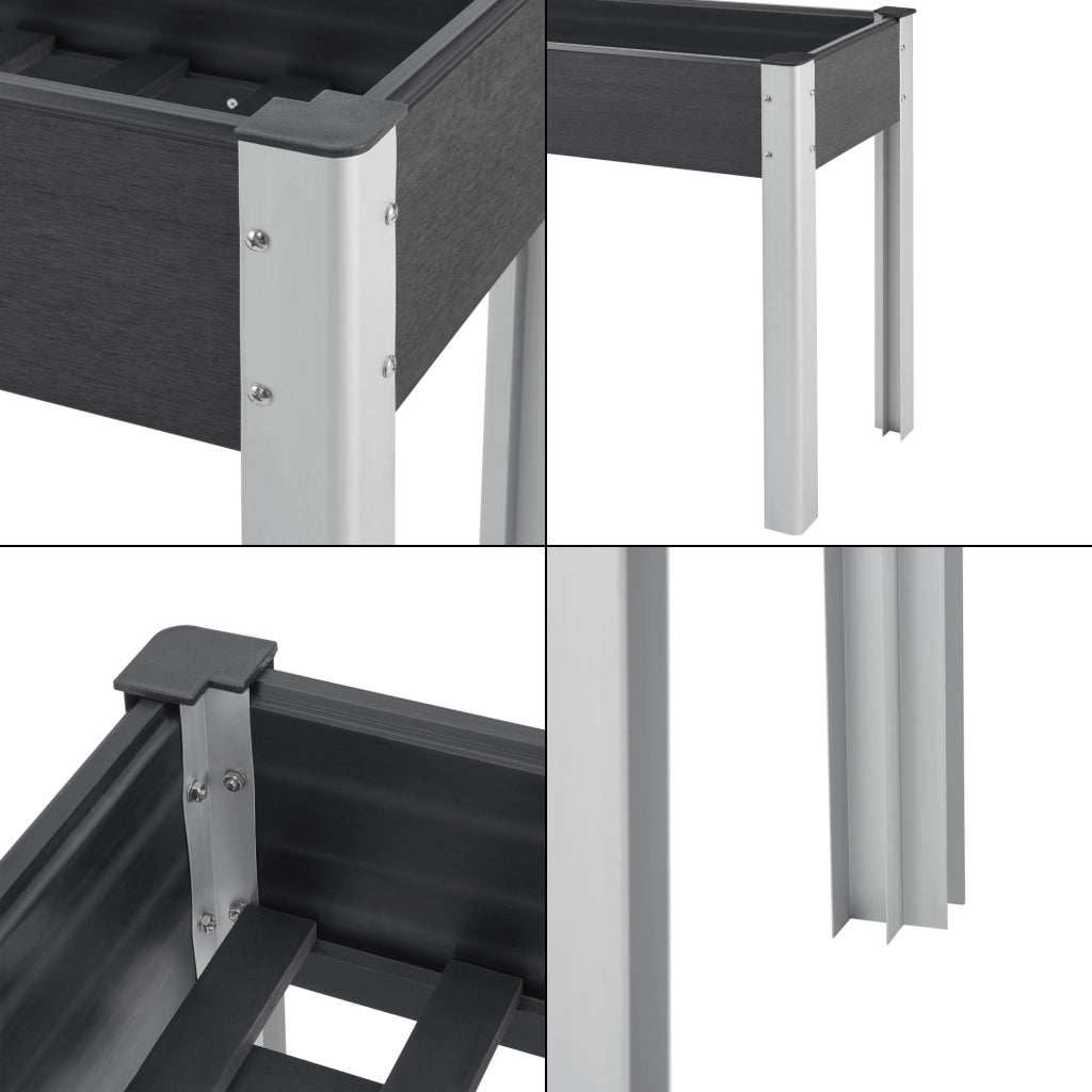 Aiuola Rialzata Beverwijk 125 x 40 x 75 cm - Grigio Scuro [en.casa]