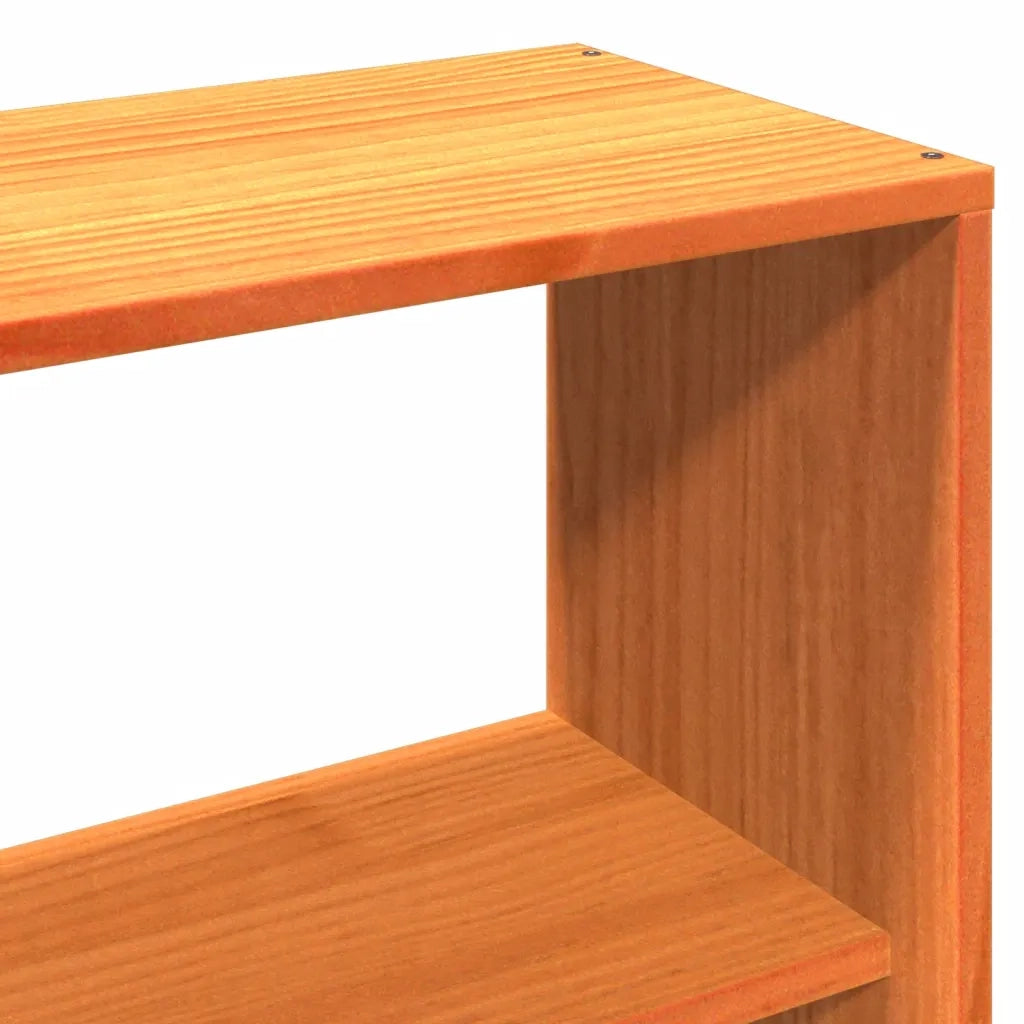 Letto Libreria senza Materasso-Struttura Letto con contenitore Marrone Cera 100x200 cm in Pino 285616