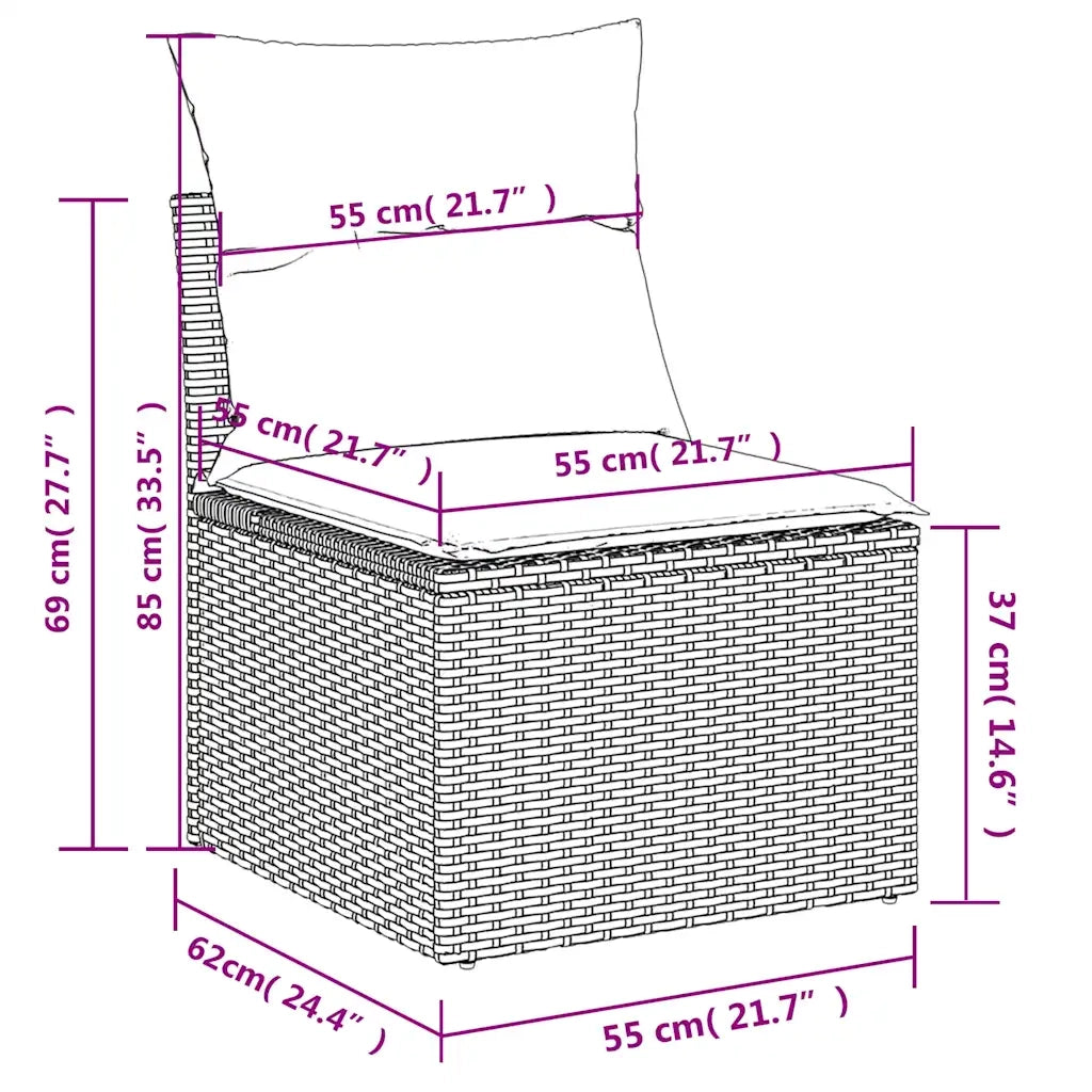 Set Divani da Giardino 10 pz con Cuscini Grigio in Polyrattan 3228098