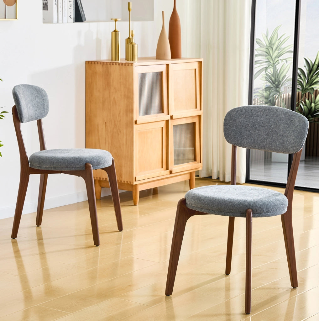 Set 2 sedie da pranzo ULEVR in lino grigio con struttura in metallo, portata 120 kg
