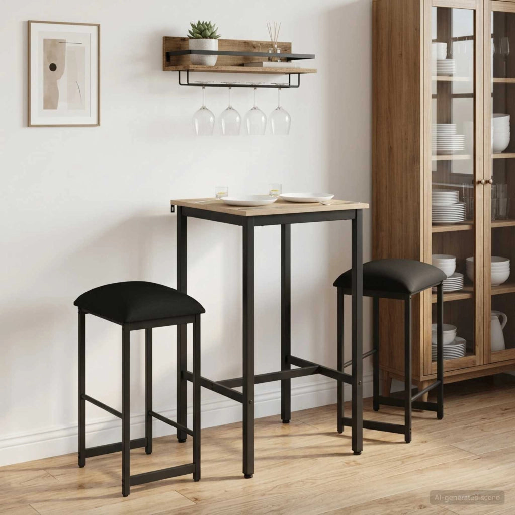 Sgabello da bar 2 pz Nero 40 x 32 x 74 cm Legno ingegnerizzato 8006222
