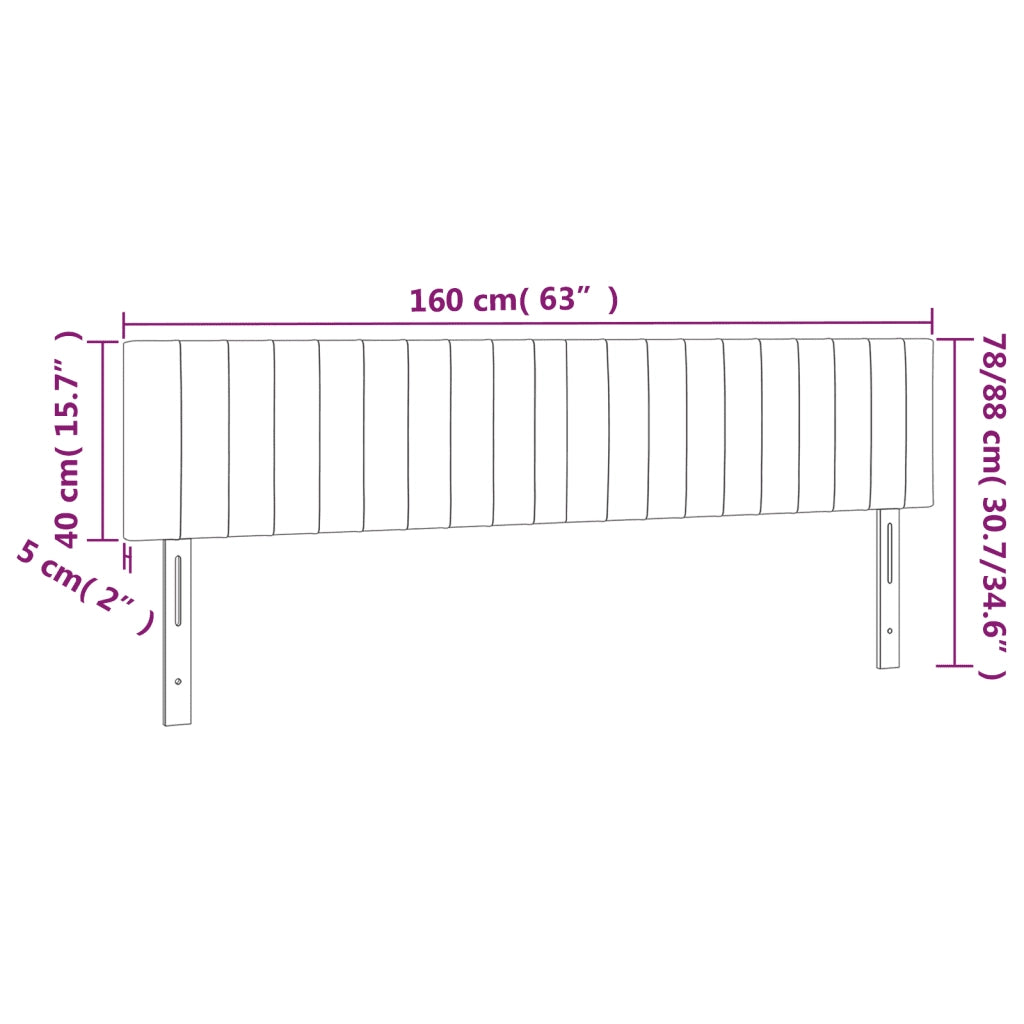Testiera a LED-Testata con LED Nera 160x5x78/88 cm in Velluto 867787