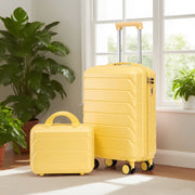 Set valigia 19" e beauty case 14" in ABS giallo con serratura a combinazione