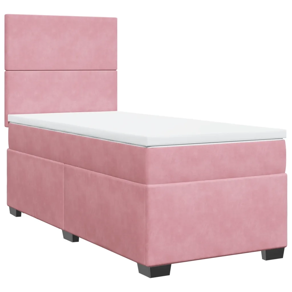 Giroletto a Molle con Materasso Rosa 90x200 cm in Velluto