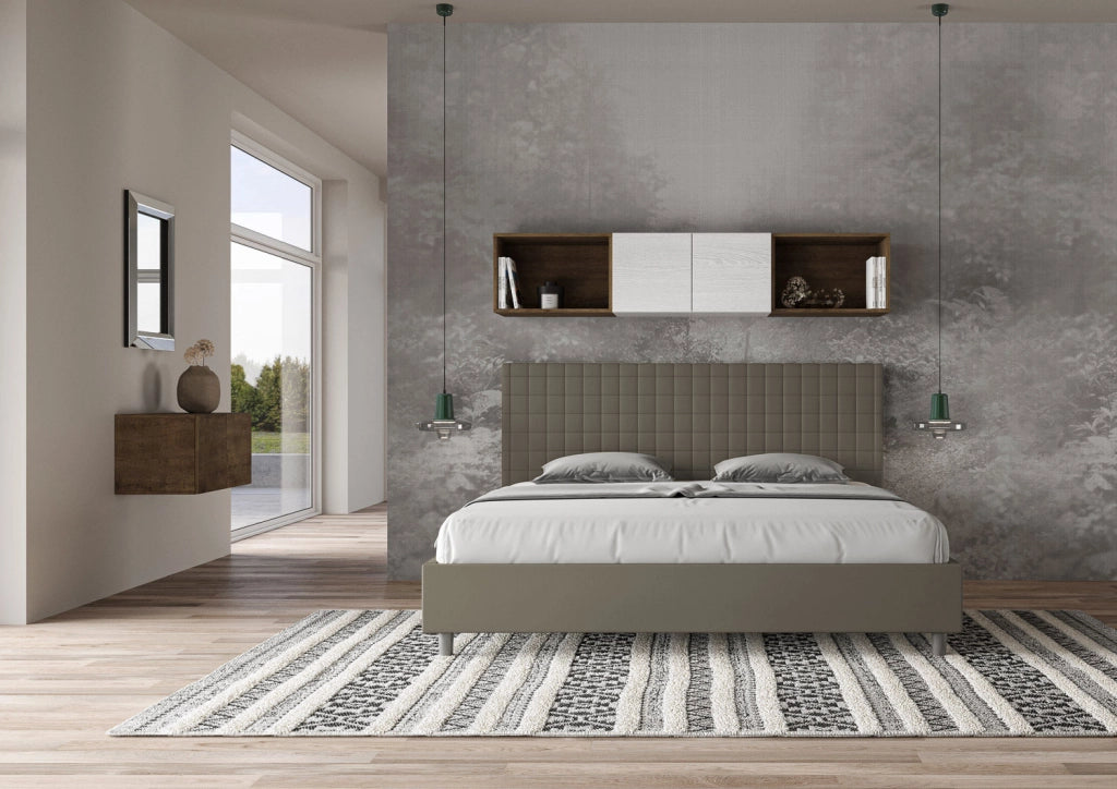 BS COM Letto matrimoniale king size senza rete imbottito 190x200 similpelle cappuccino