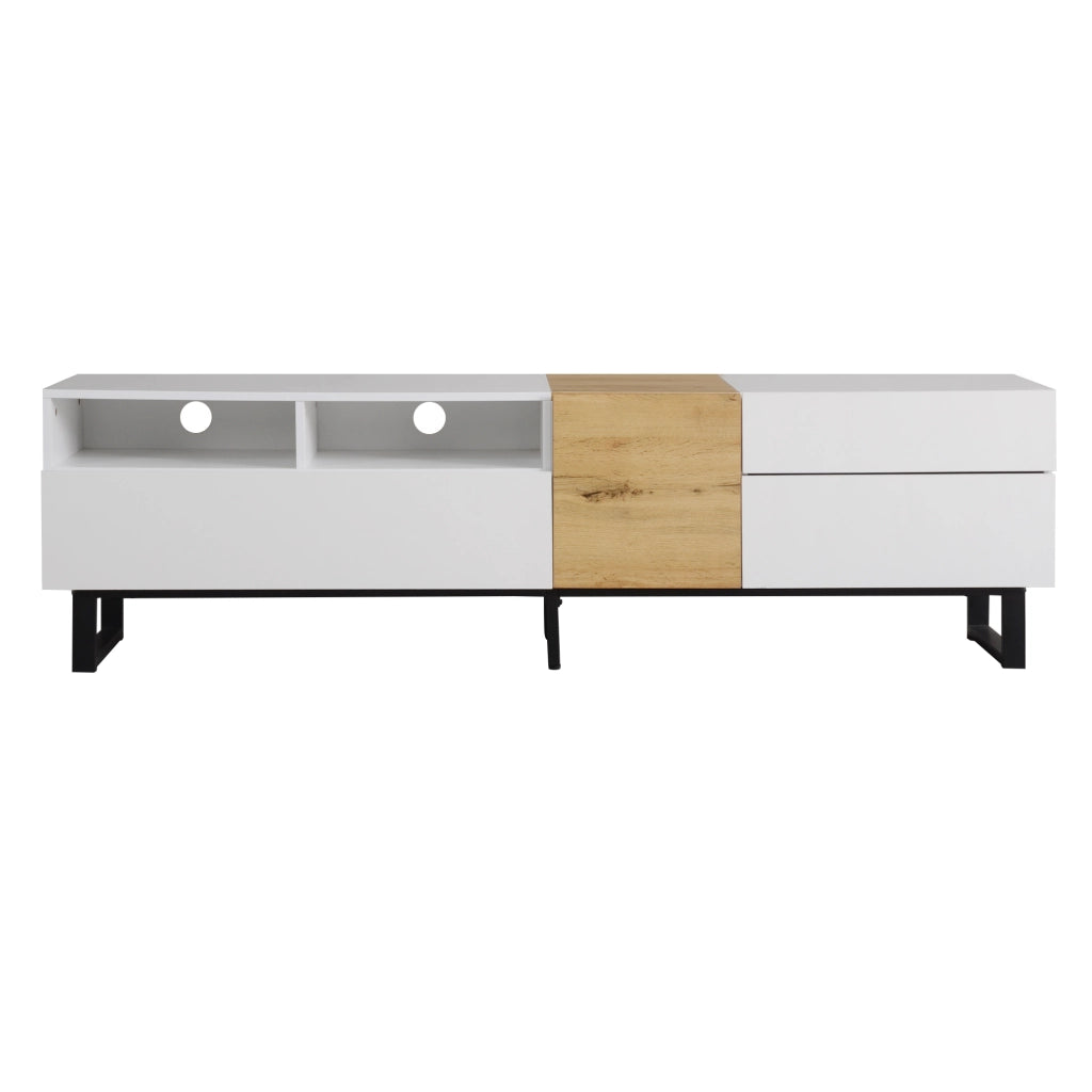 Mobile TV ¨C MINIMAL ¨C Bianco e Legno, 180x50x38 cm