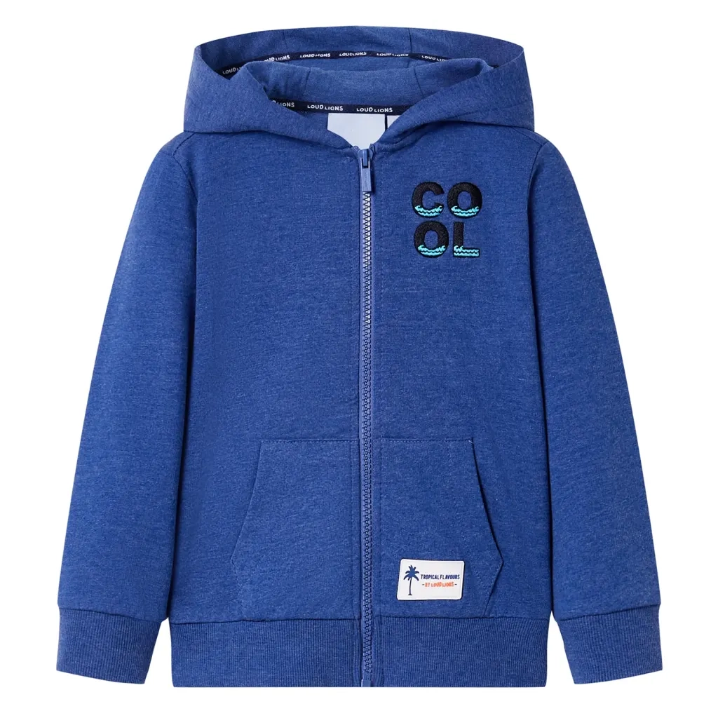 Felpa con Cappuccio&Cerniera per Bambini Blu Scuro Mélange 104 12355
