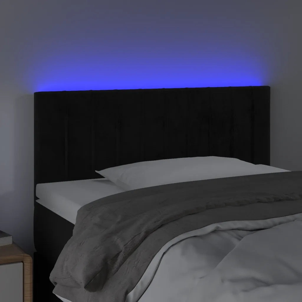 Testiera | Testata a LED Nera 90x5x78/88 cm in Similpelle