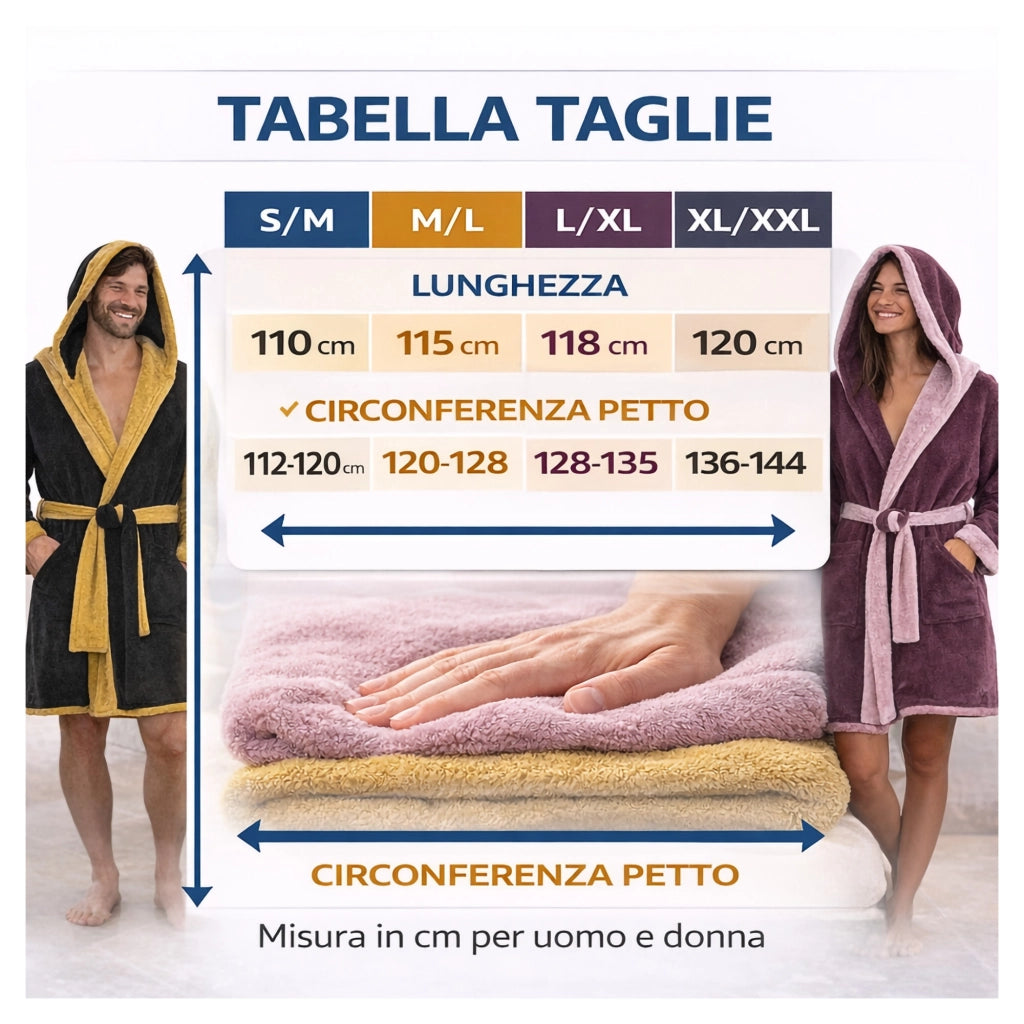 Selesi, Accappatoio 100% Cotone con Cappuccio Reversibile, blu Indaco