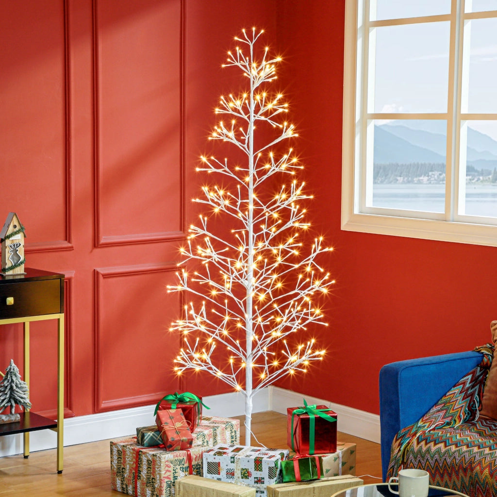 Árbol de Navidad Artificiale 180 cm con 384 Luces LED Blanco
