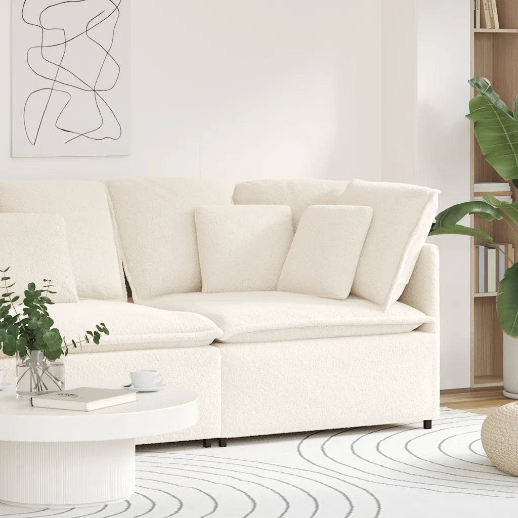 Modulo Angolare Divano Modulare con Cuscini Crema 100 cm 4104475