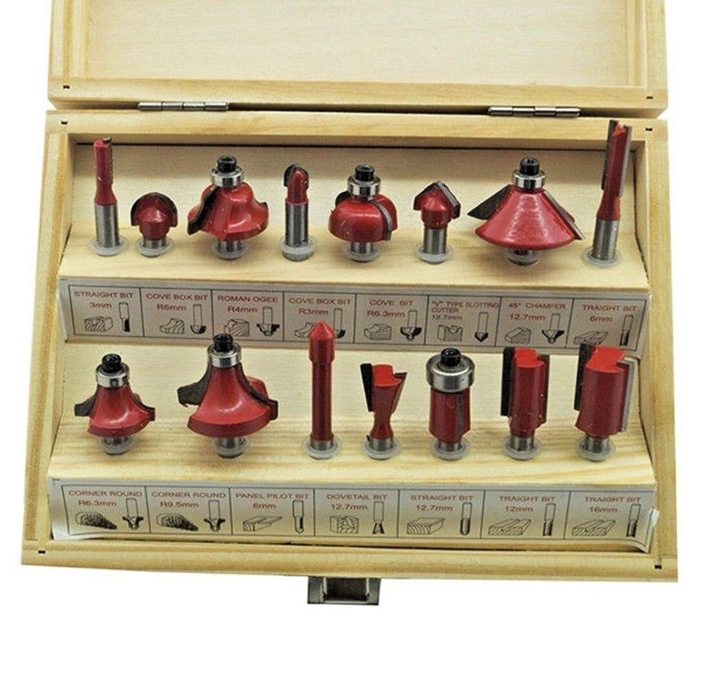 SET 15 FRESE FRESA PER LEGNO PER SCANALARE RIFILARE SANALATURE FRESATRICE 6MM