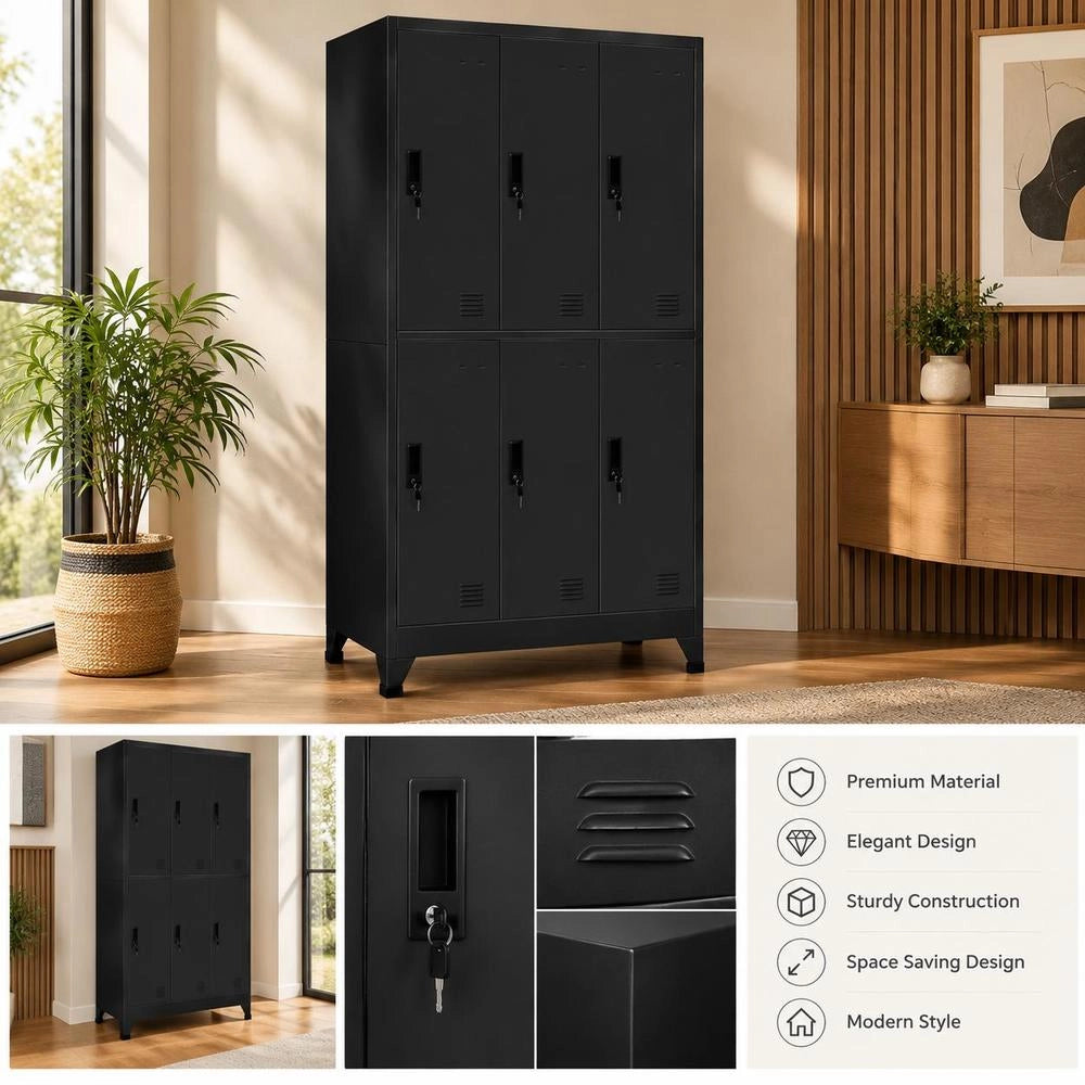 Locker Cabinet, Black, 90x45x180 Cm, Steel