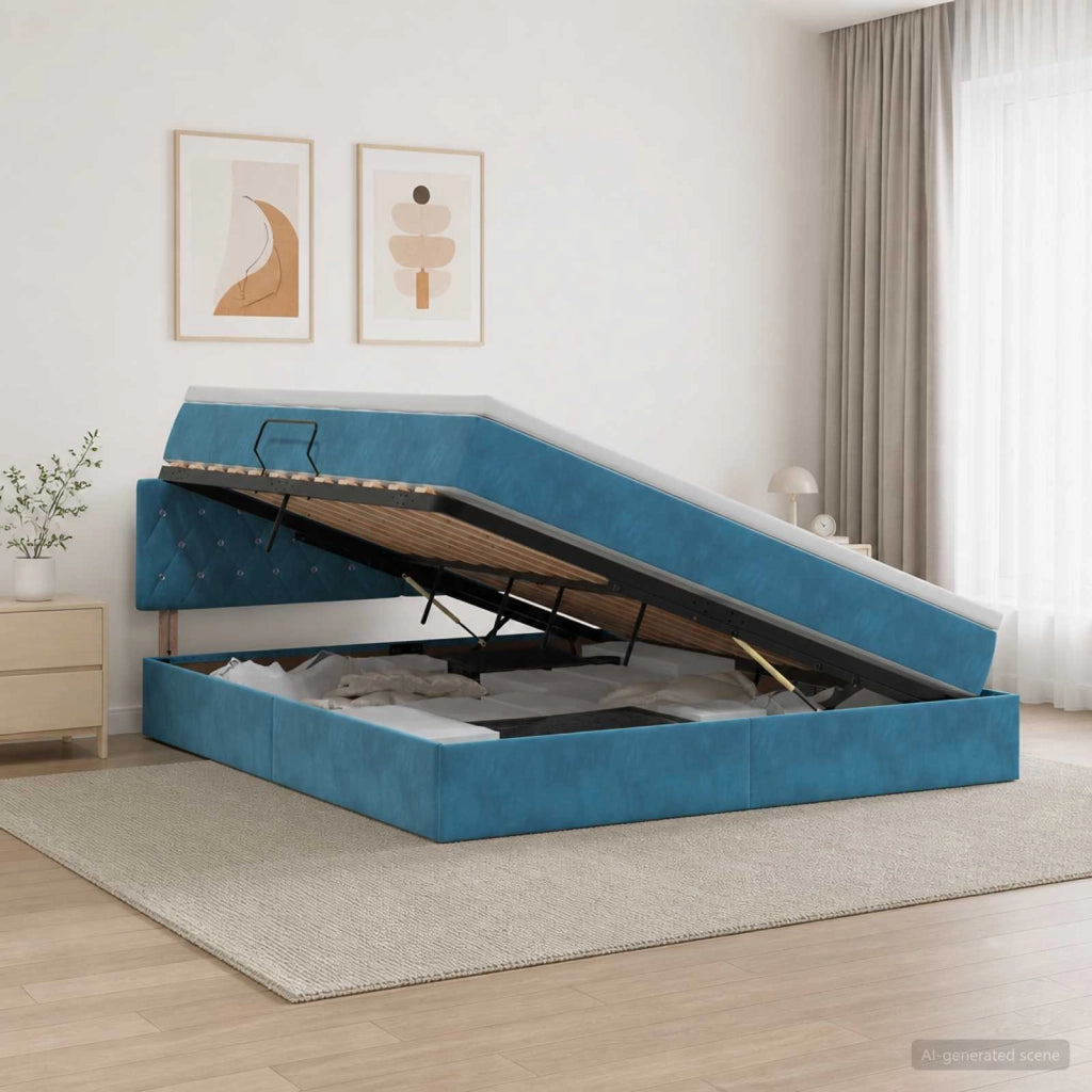 Letto con Contenitore Blu Scuro 180 x 200 cm Velluto 3458767