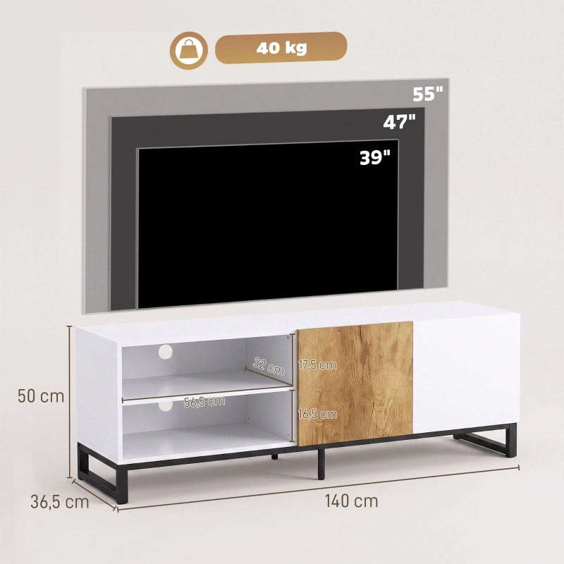 Mobile TV bianco effetto rovere 140 cm