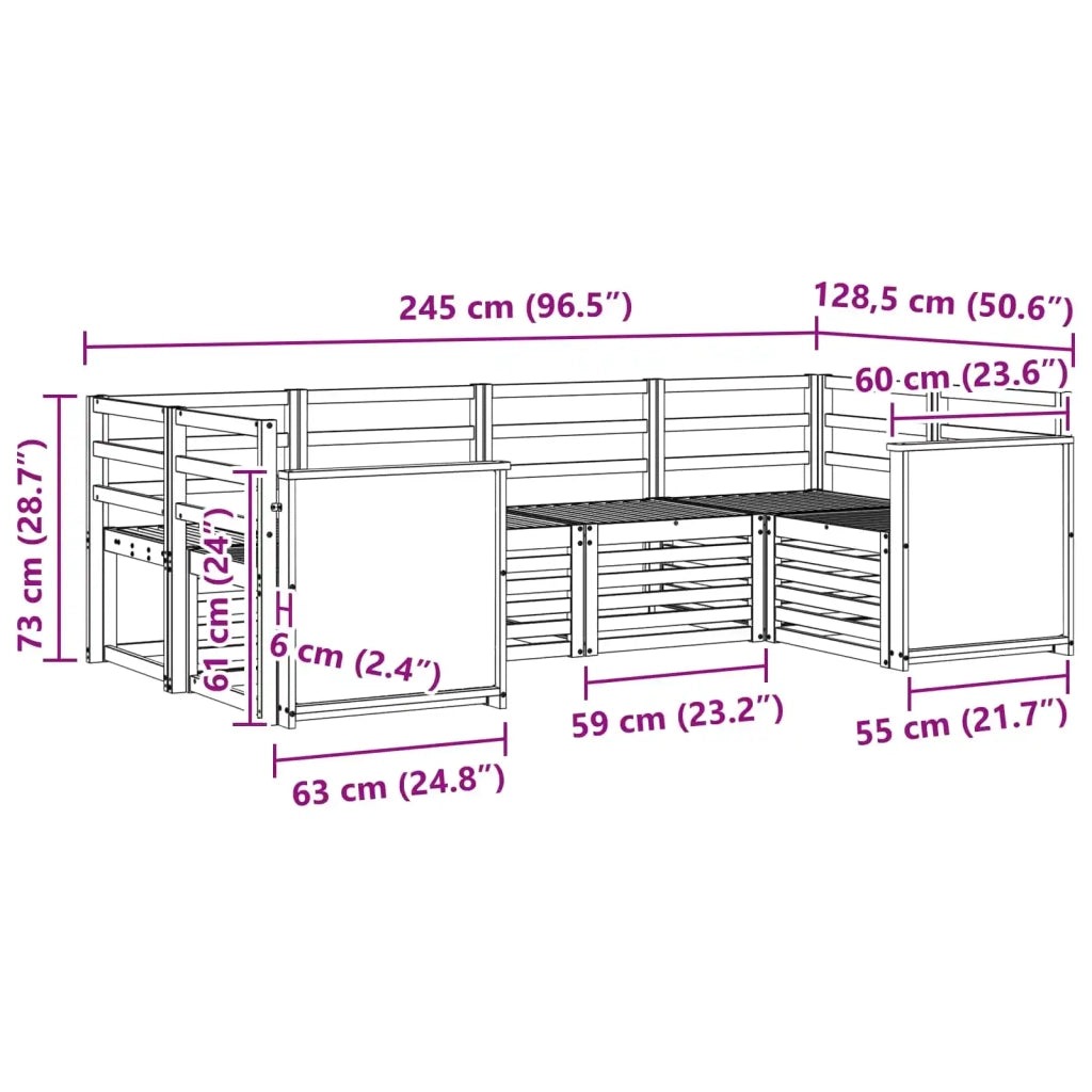 Set di divani da esterno 5 pz Naturale Legno di Acacia Massello 3384765