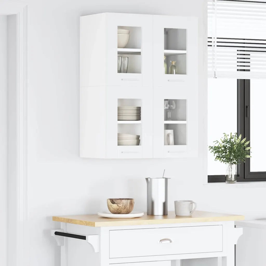 Armoire suspendue 2 pc Blanc Bois d'ingénierie