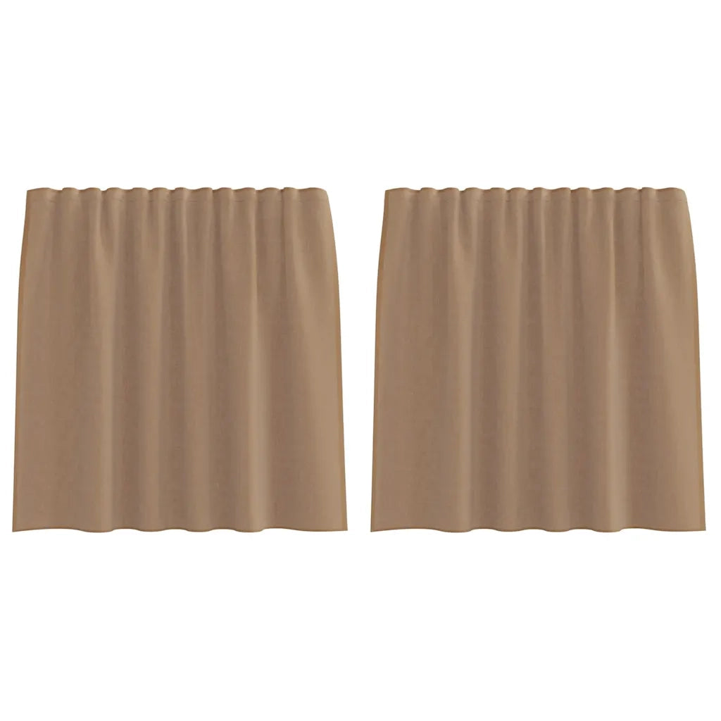 Tende in Voile con Tasche per Aste 2 pz Marrone Chiaro 4102221