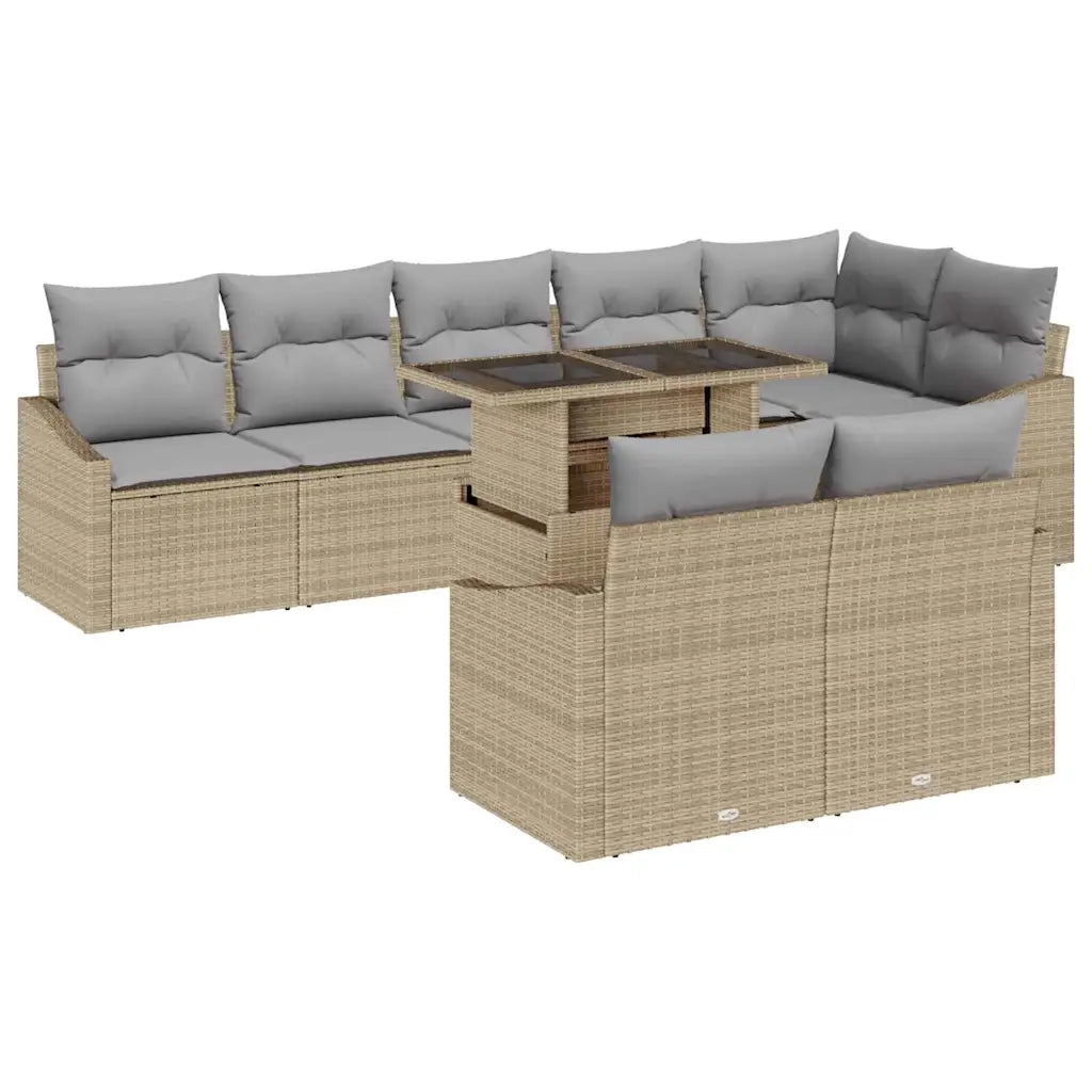 Set Divano da Giardino con cuscino 9 pcs Beige e Grigio Chiaro 3357763