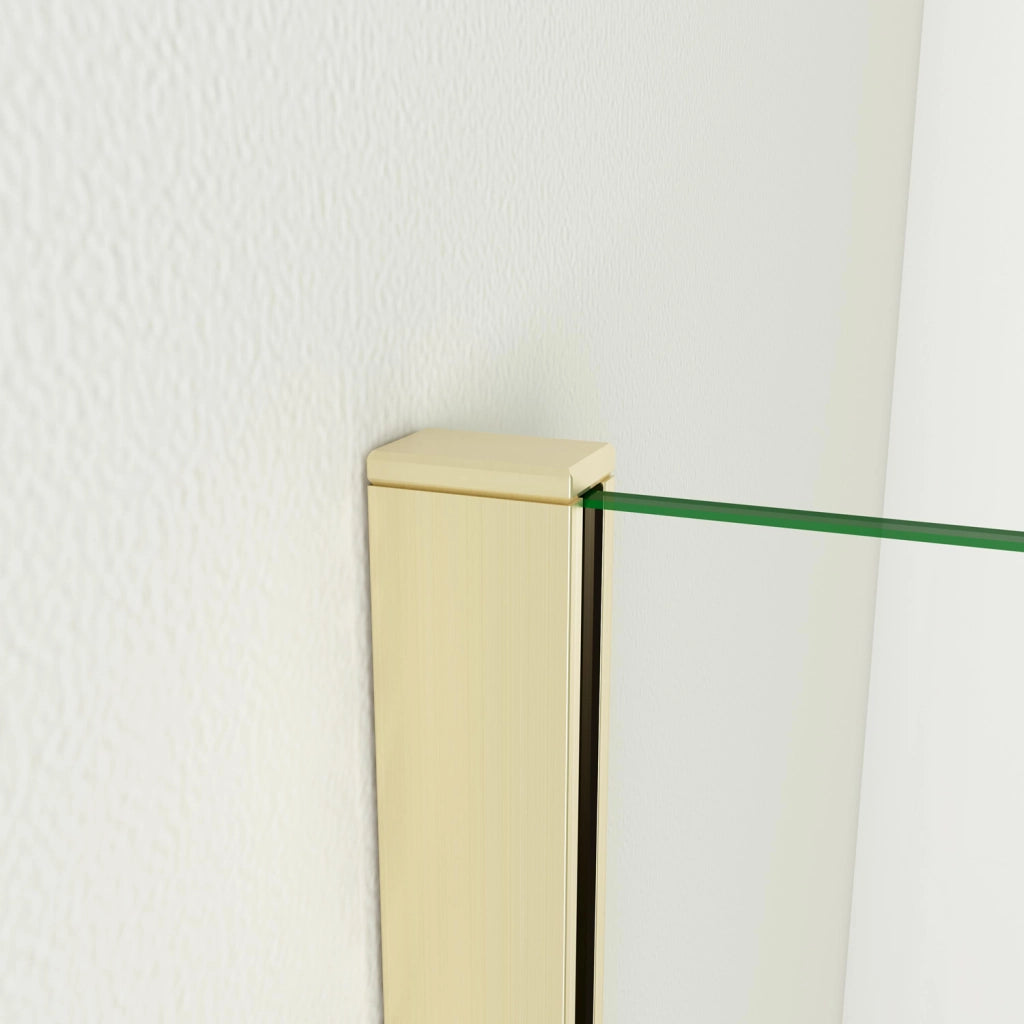 Box Doccia Walk In 80x200 cm Parete Fissa Vetro 10 mm Trasparente Anticalcare Oro Spazzolato Barra Stabilizzatrice 70-120 cm