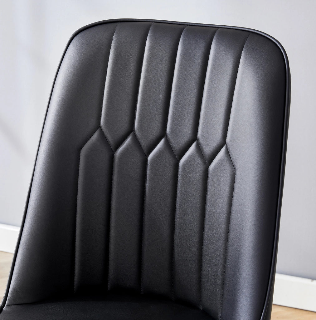 SEDIA DA PRANZO Moderna in PU Nero e Metallo Oro, 89 cm