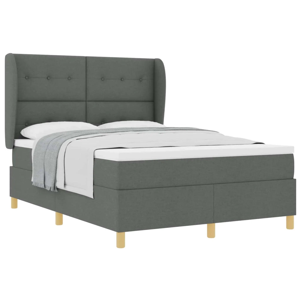 Letto a molle con materasso Grigio scuro 200 x 140 cm Tessuto 3340754