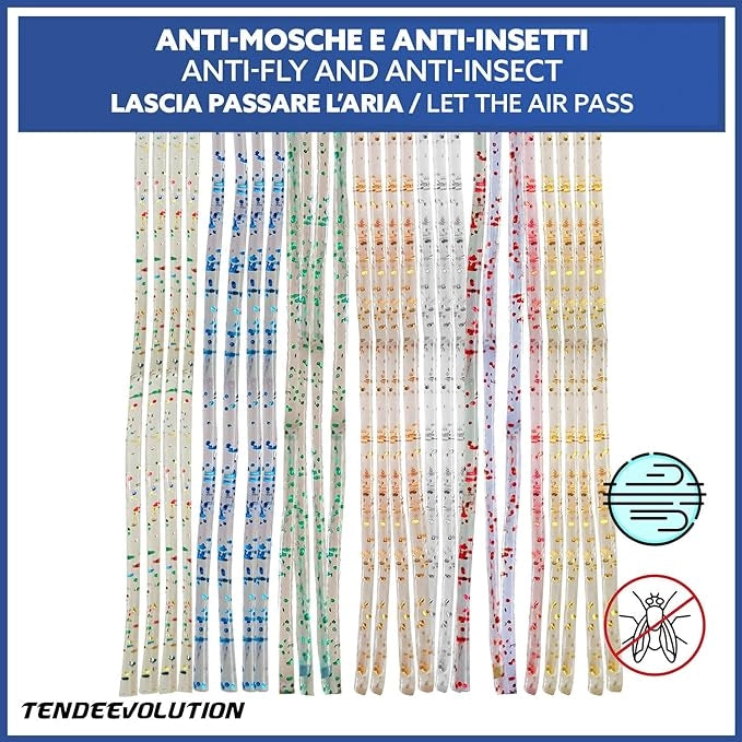 Tenda Antimosche Modello GLIT in PVC, Plastica Arancione | Largh. 1,40m x Alt. 2,20m | Protezione Insetti, Porta, Esterno, Interno