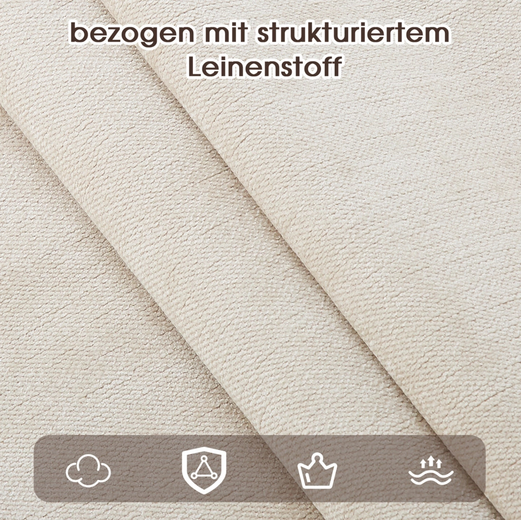 SEDIA con braccioli Set da 4 pezzi Metallo effetto noce e lino beige