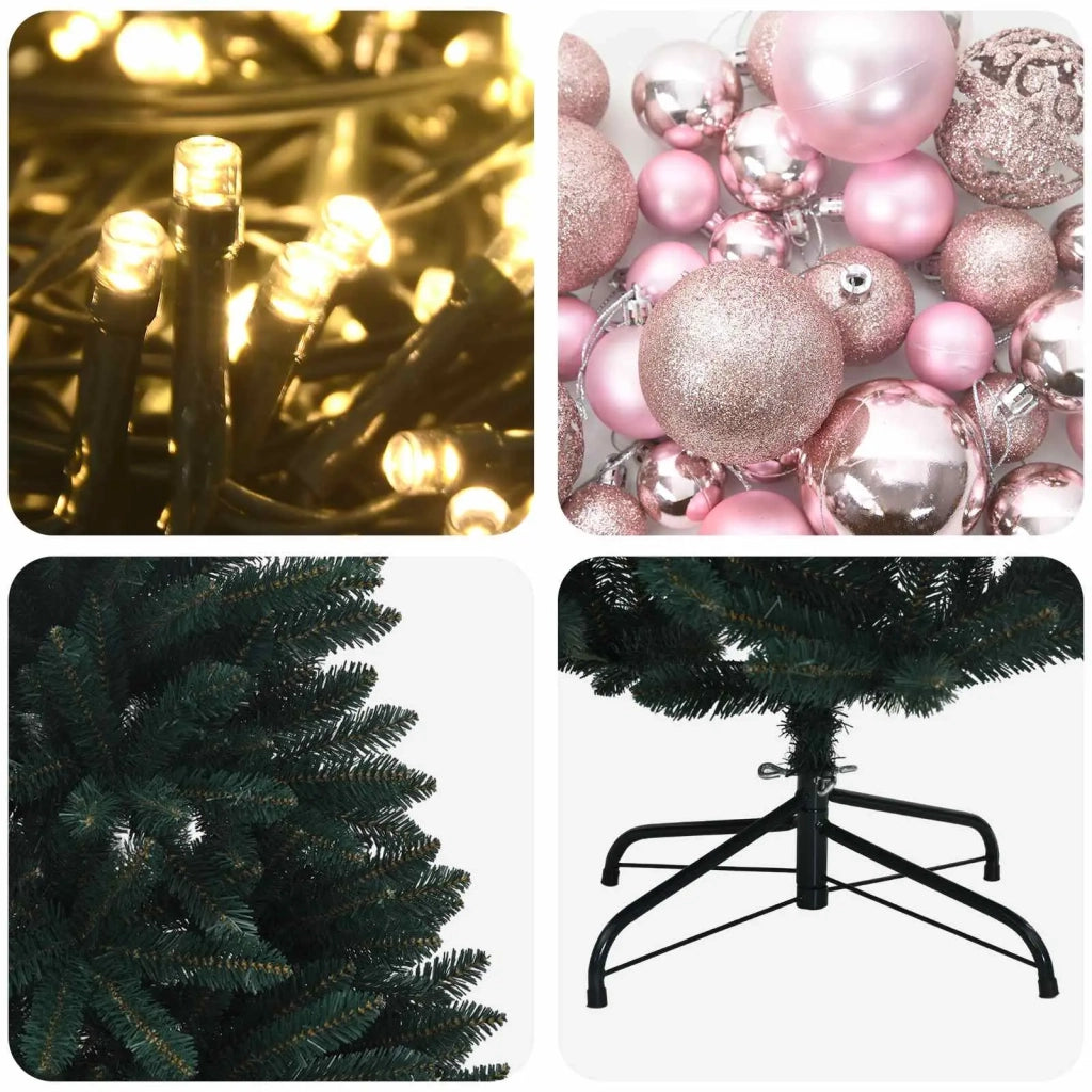 Albero di Natale artificiale verde scuro con palline 120 cm 3465823