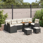 Set Divano da Giardino con cuscino 10 pcs Nero e Crema