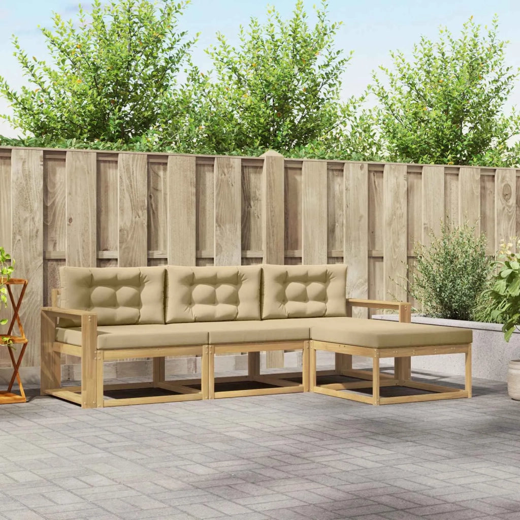 Set di divani da esterno 4 pz Bianco e Beige Poliestere 3386277