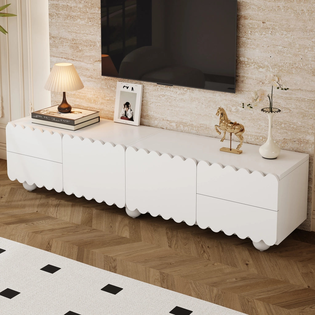 Mobile porta tv 175 cm bianco con ante e cassetti