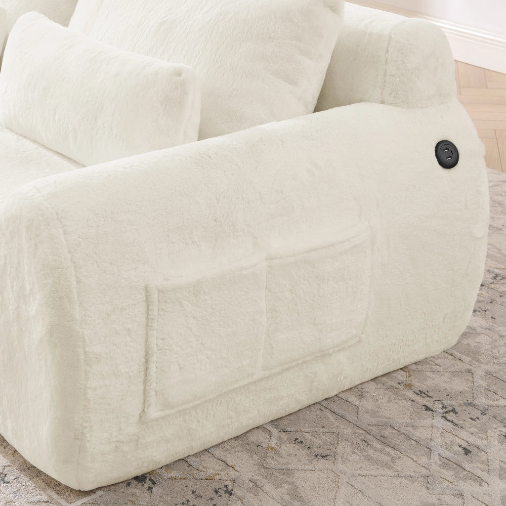 Divano 2 Posti in Ecopelliccia Morbida con USB ¨C MINIMAL ¨C Beige