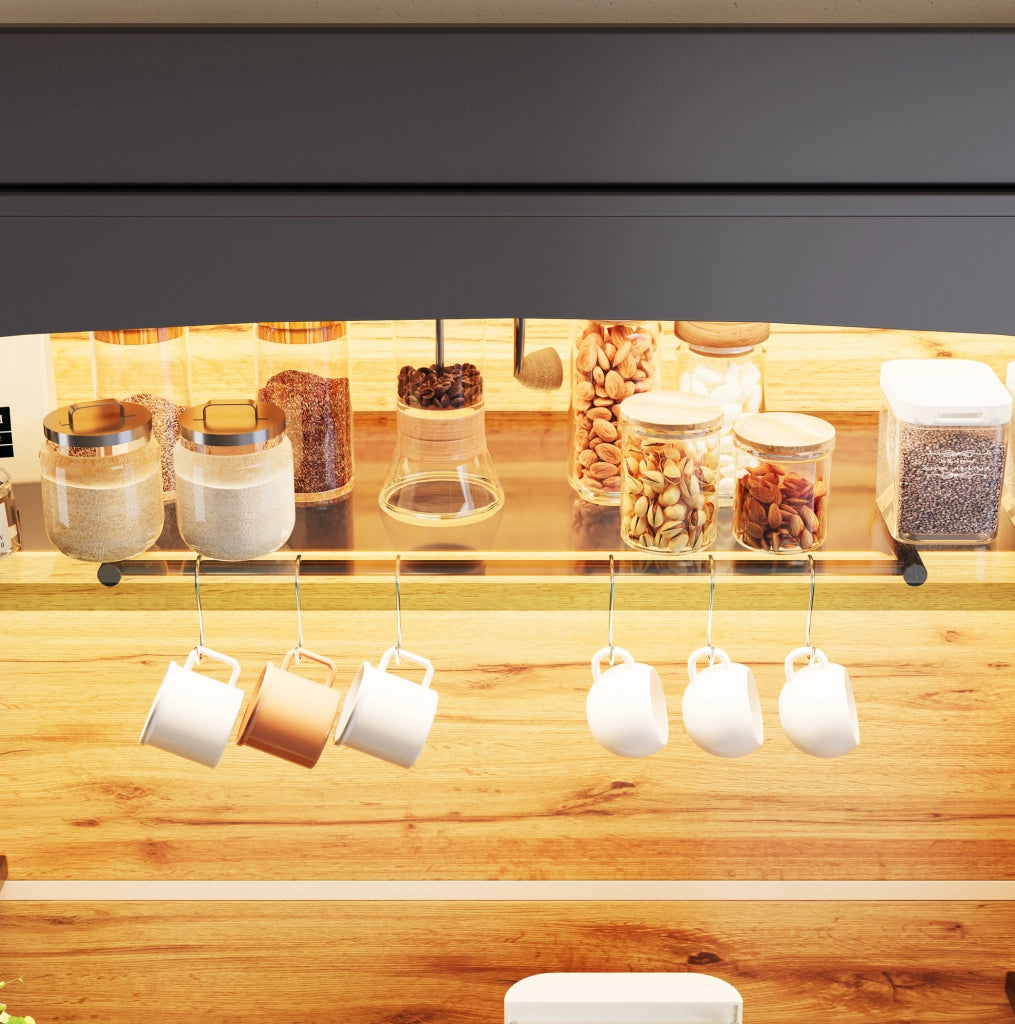 ARMADIO CUCINA LED 107x43x184 cm Nero MDF e Metallo