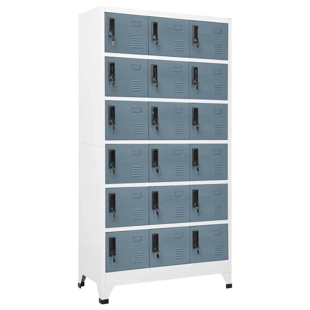 Armadio a casellari moderno design contemporaneo ufficio 90 x 40 x 180 cm in acciaio grigio chiaro 02_0047044