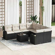 Set di divani con cuscino 9 pcs Nero e Crema polyrattan
