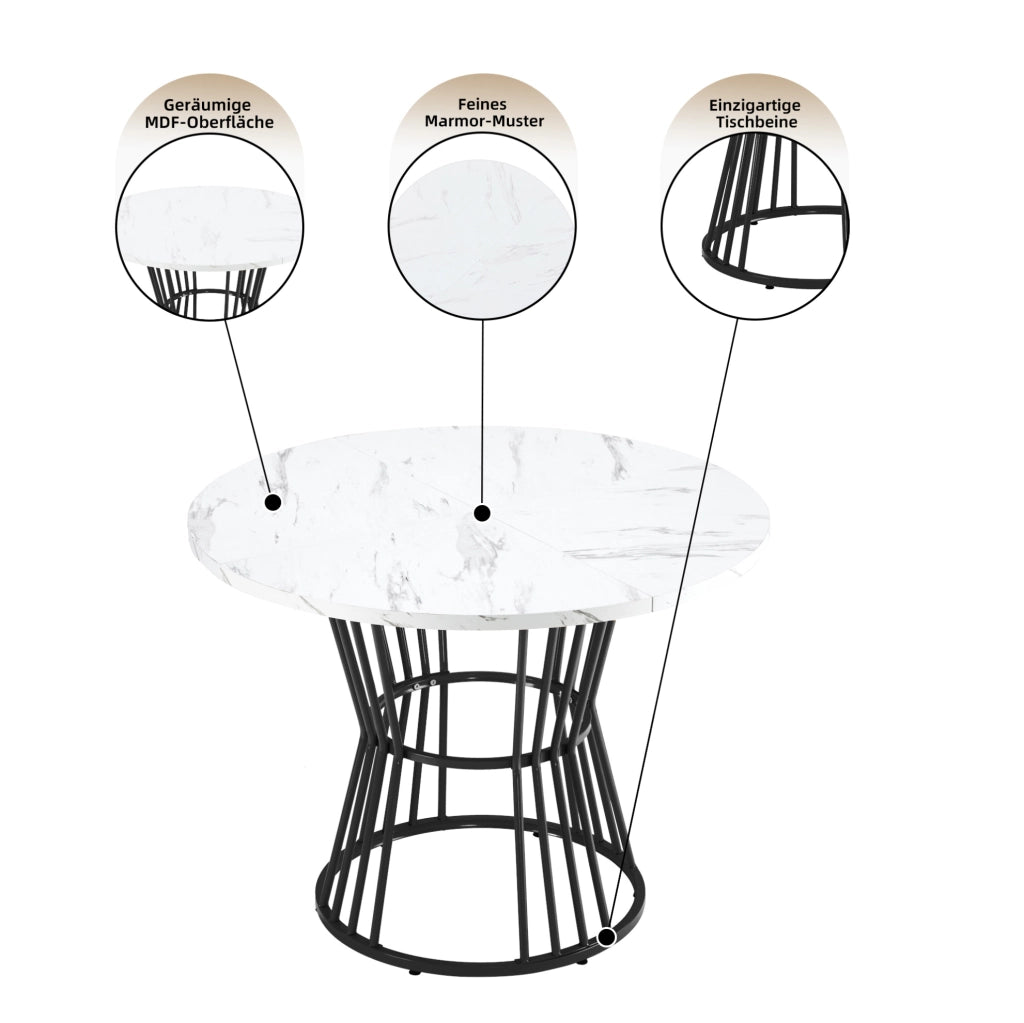 Set da pranzo 5 pezzi con tavolo rotondo