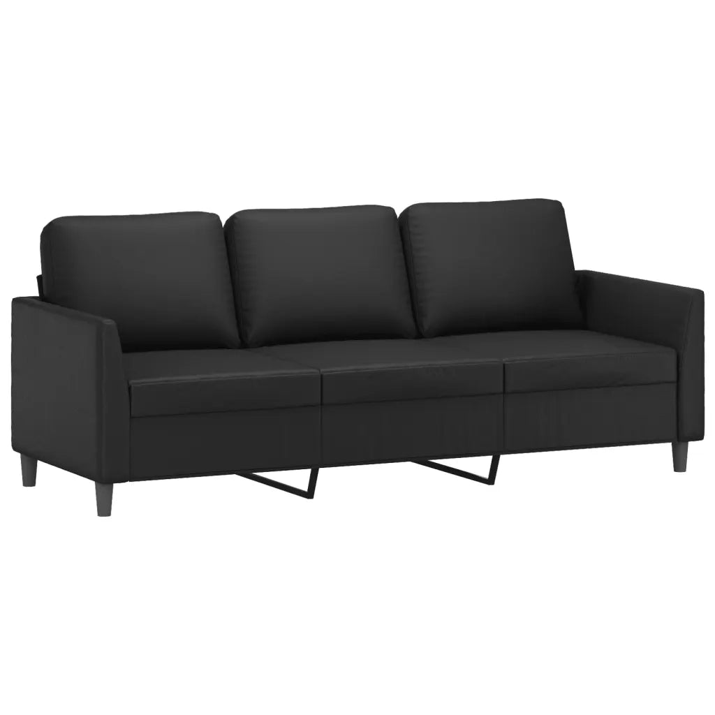 Set di Divani 3 pz con Cuscini Nero in Similpelle
