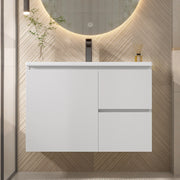 Mobile bagno sospeso bianco con lavabo integrato