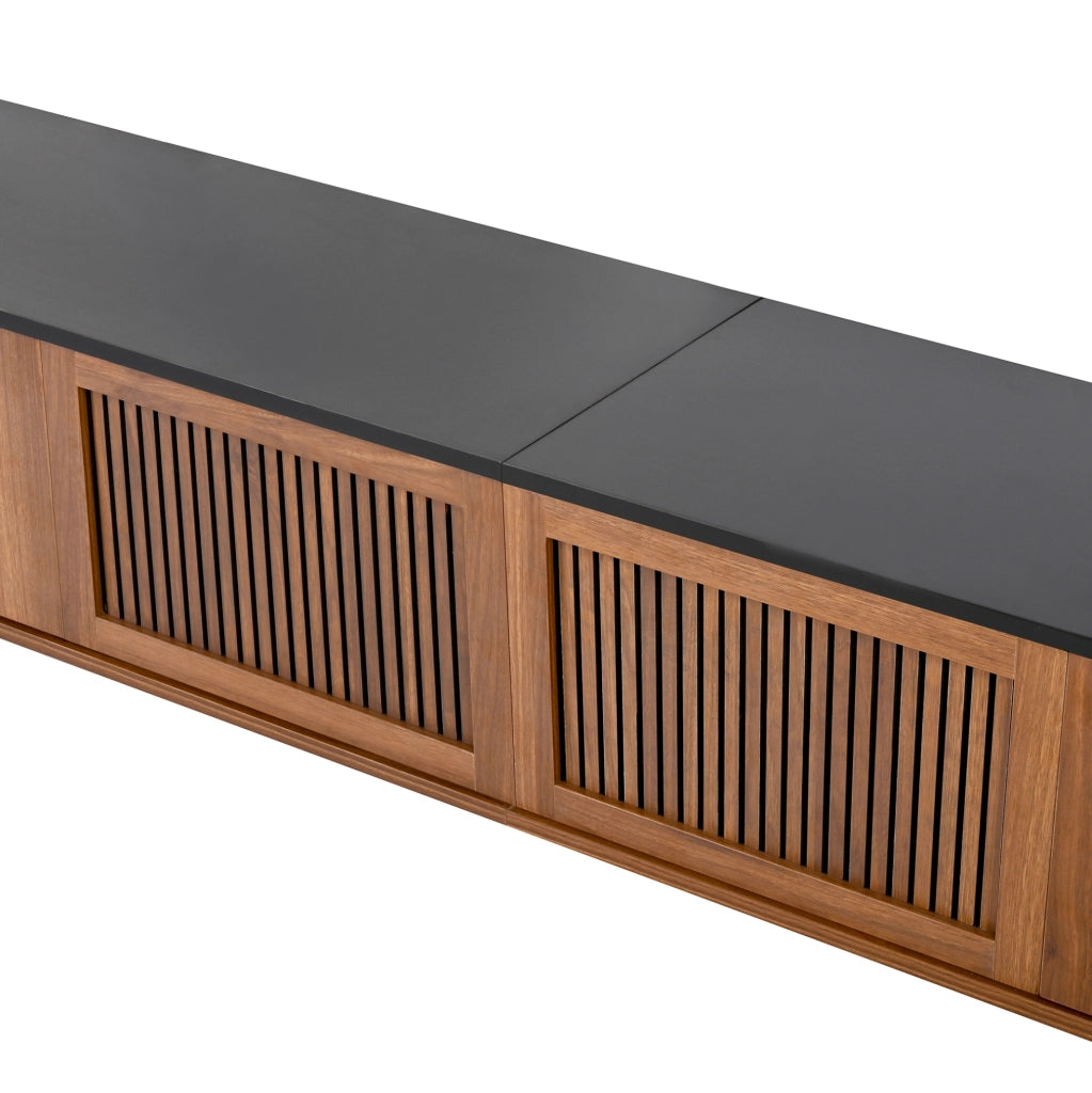 Mobile TV moderno con ante a griglia, 190 x 35 x 45 cm, colore noce