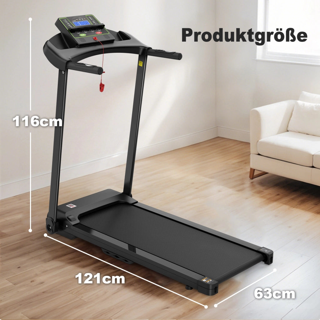 Tapis Roulant Elettrico Compatto per Casa e Ufficio, fino a 12 km/h, con Display LED, Supporto per App e Tablet