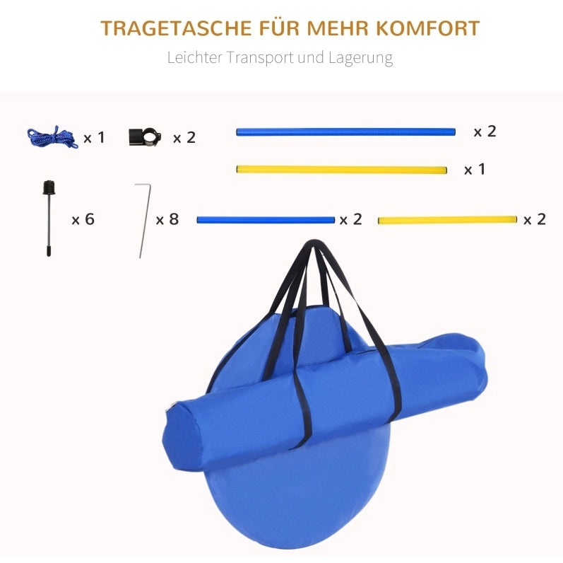SET AGILITY per cane con tunnel, ostacoli e slalom, giallo, poliestere