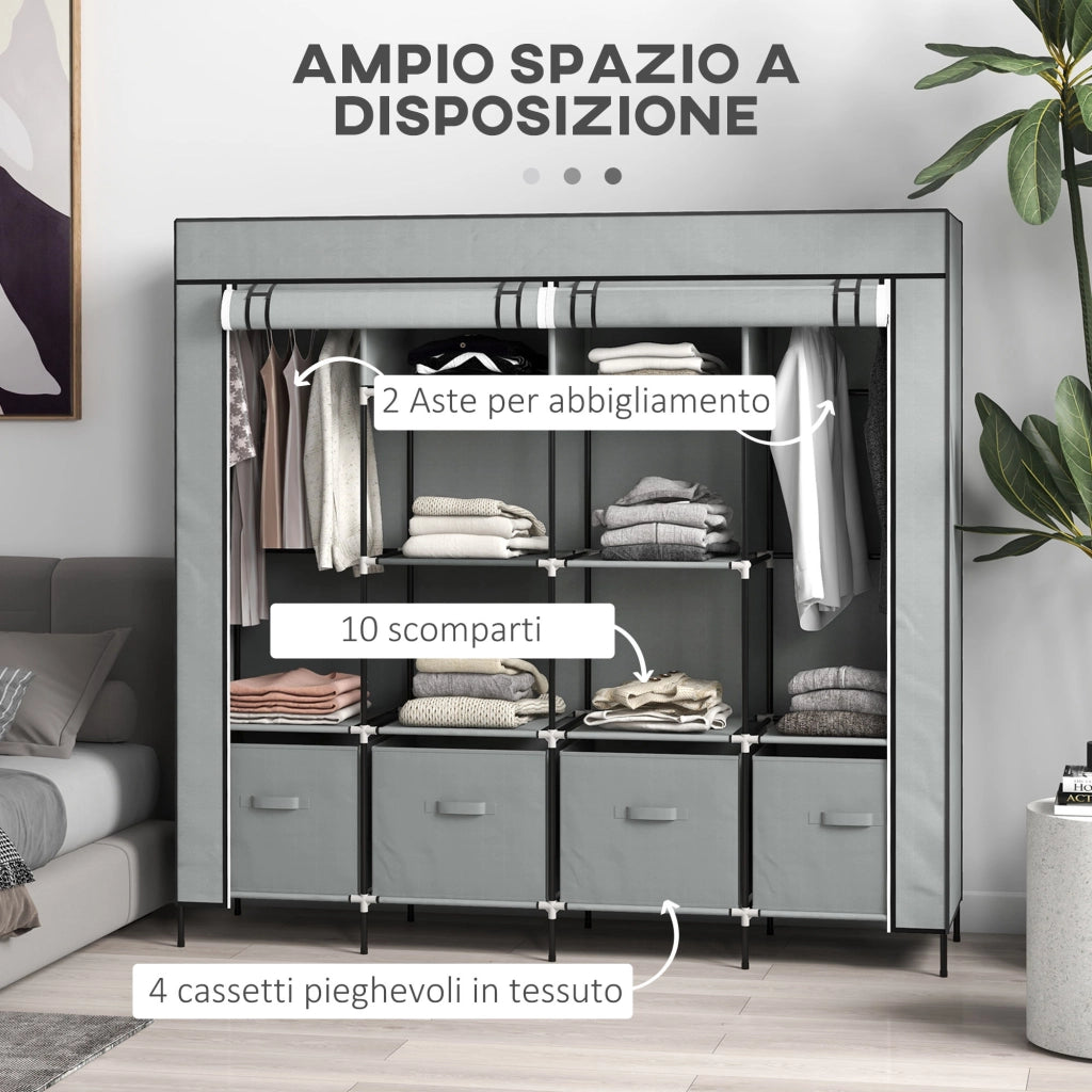 Armadio con 10 Ripiani e 4 Cassetti ¨C Minimal ¨C Grigio