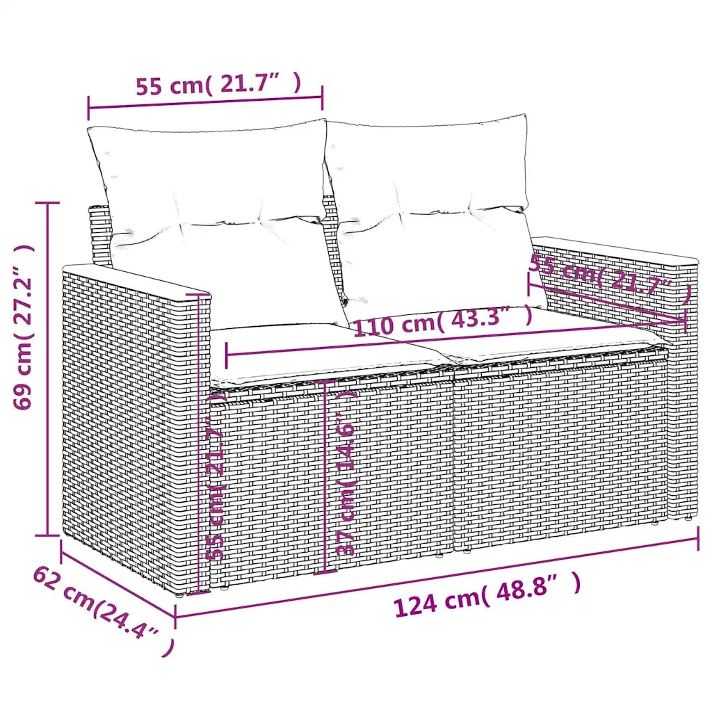 Set Divani da Giardino 10 pz con Cuscini Nero in Polyrattan 3227149