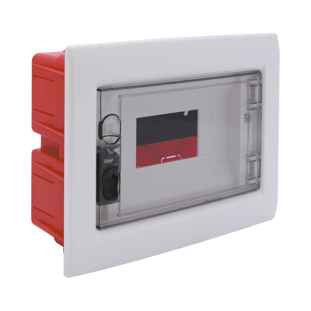 Ettroit DB110908 Centralino Elettrico da Incasso 8 Moduli DIN IP40 Bianco Portello Trasparente Fumè