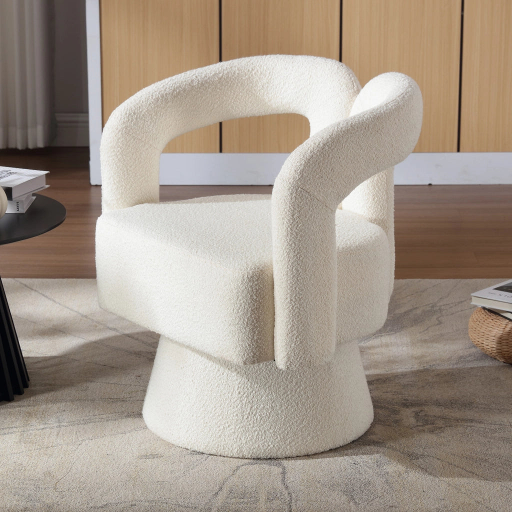 Poltrona Girevole Tonda Imbottita ¨C MINIMAL ¨C Tessuto Beige
