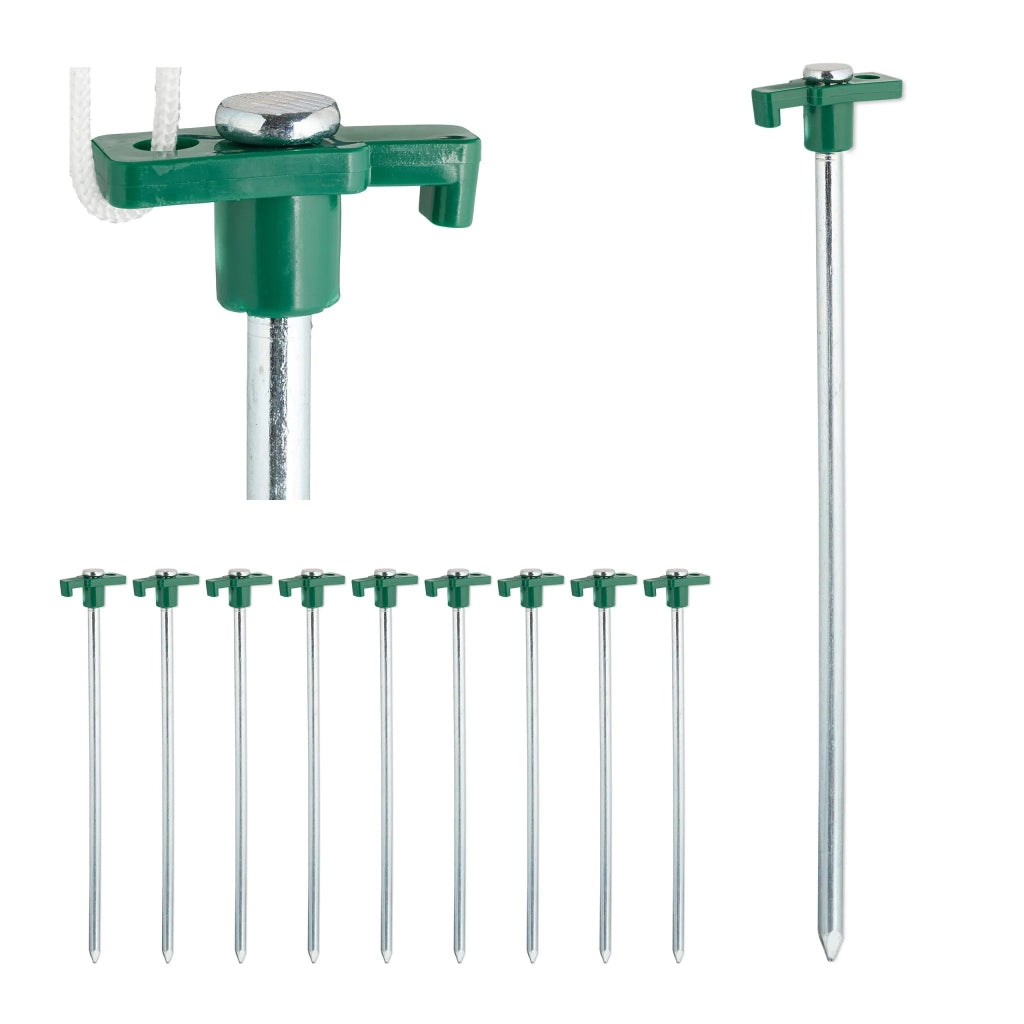 Set di 10 picchetti di ancoraggio in acciaio zincato per terreno duro campeggio 25 x 4 x 1,5 cm in acciaio blu 13_0006295