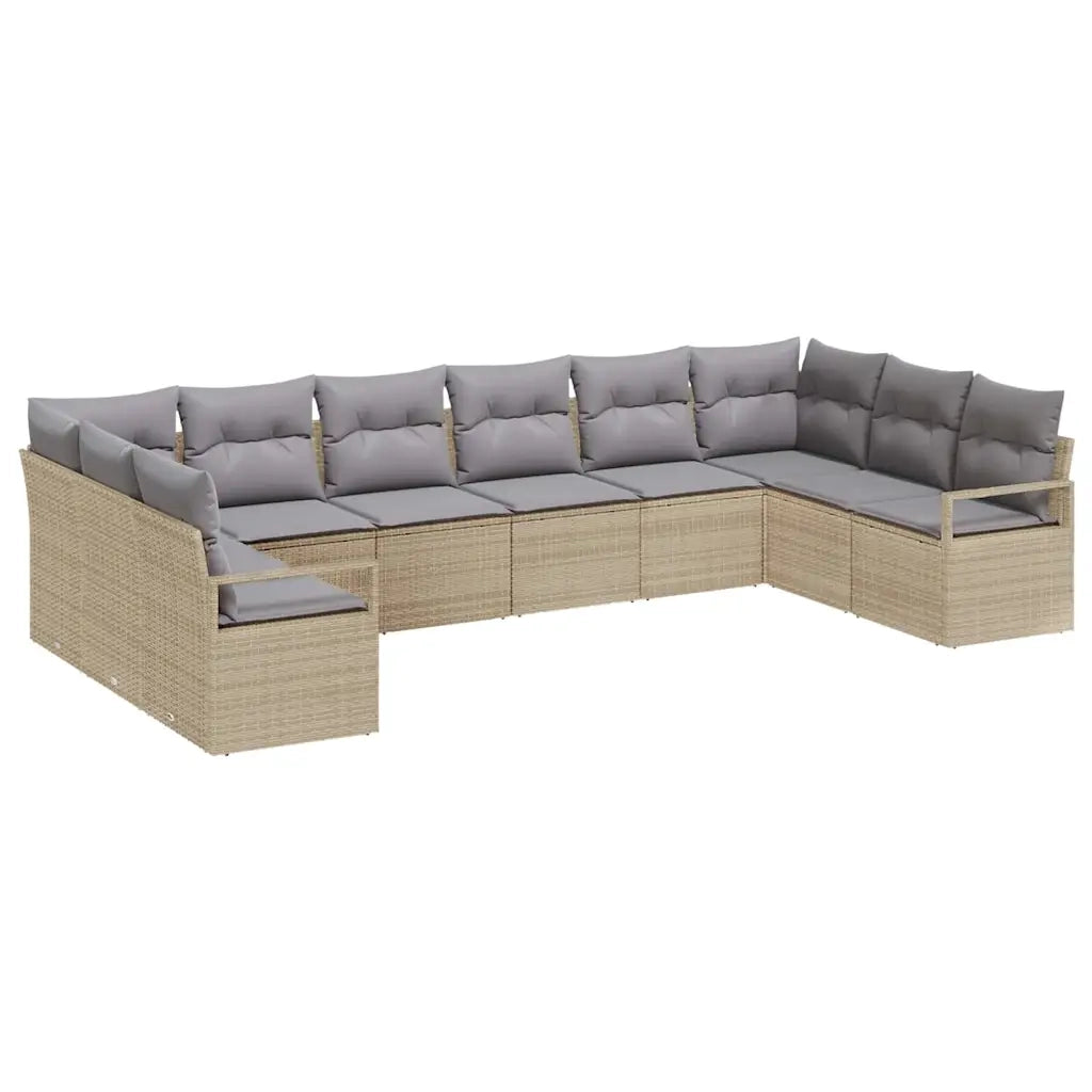 Set di divani con cuscino 10 pcs Beige polyrattan 3346560