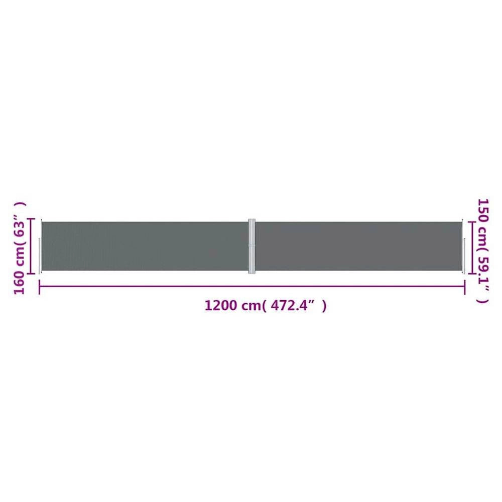Extendable Side Awning, Anthracite, 160x1200 Cm